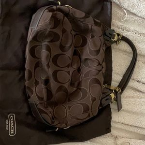 Brown Coach bag with dust bag.